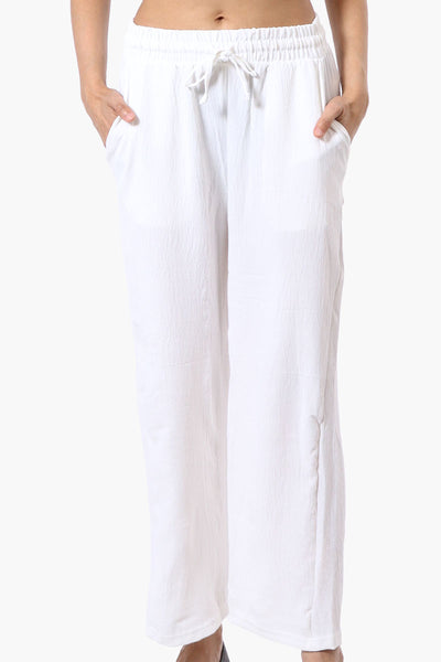 Stylexchange Tie Waist Wide Leg Crinkled Pants - White - Womens Pants - Fairweather