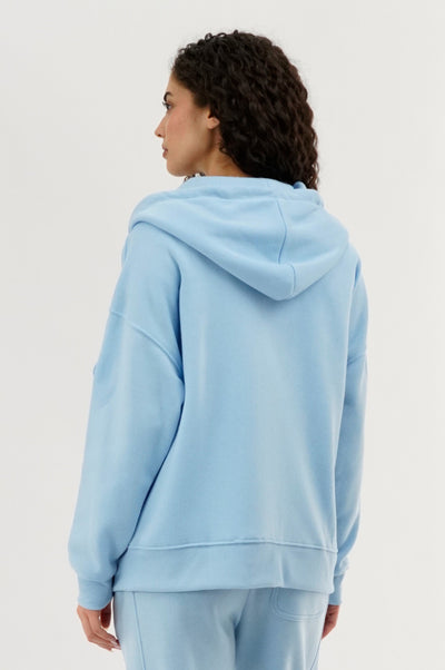 Fahrenheit Zip Up Drop Shoulder Hoodie - Aqua - Womens Hoodies & Sweatshirts - Fairweather