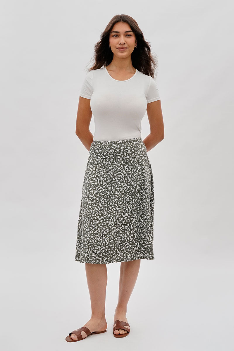 International INC Company Floral Fold Over Skirt - Olive - Womens Skirts - Fairweather