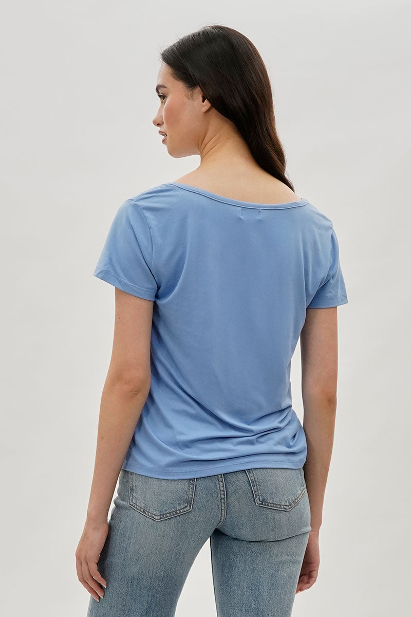 Costa Blanca Square Neck Tee - Blue - Womens Tees & Tank Tops - Fairweather