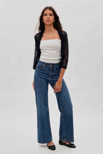 Impress Floral Lace Shrug Cardigan - Navy - Womens Cardigans - Fairweather