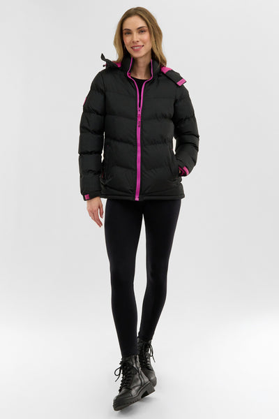 Canada Weather Gear Chevron Bubble Bomber Jacket - Black - Womens Bomber Jackets - Fairweather