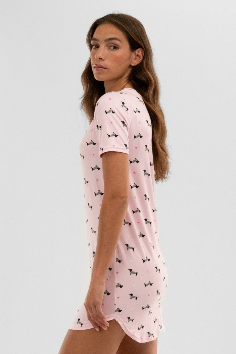 Canada Weather Gear Dog Print Tunic Pajama Top - Pink - Womens Pajamas - Fairweather