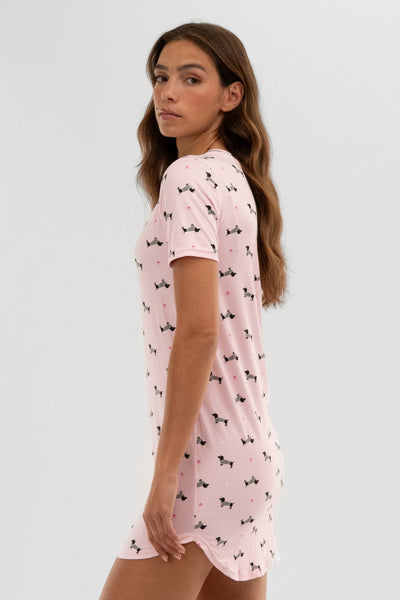 Canada Weather Gear Dog Print Tunic Pajama Top - Pink - Womens Pajamas - Fairweather