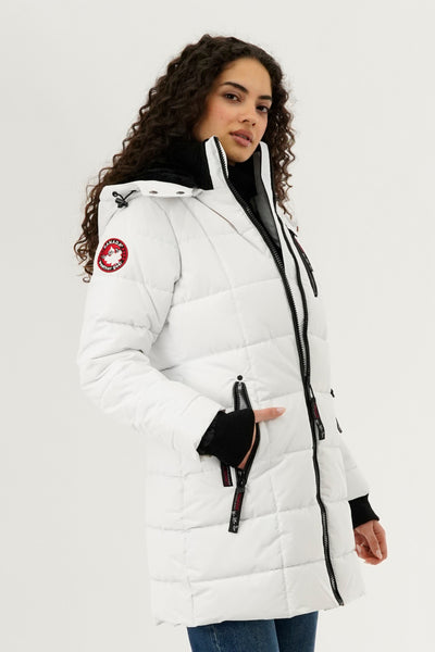 Canada Weather Gear Square Quilted Parka Jacket - White - Womens Parka Jackets - Fairweather