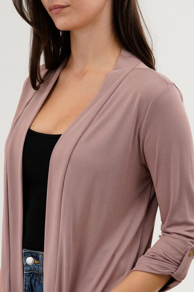 International INC Company Roll Up Sleeve Wrap Cardigan - Pink