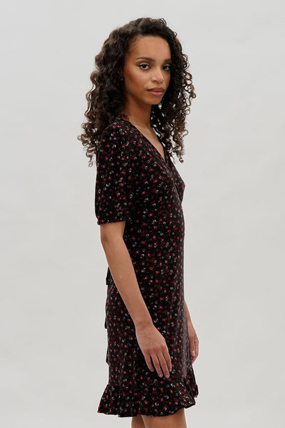 Beechers Brook Floral Crossover Day Dress - Black - Womens Day Dresses - Fairweather