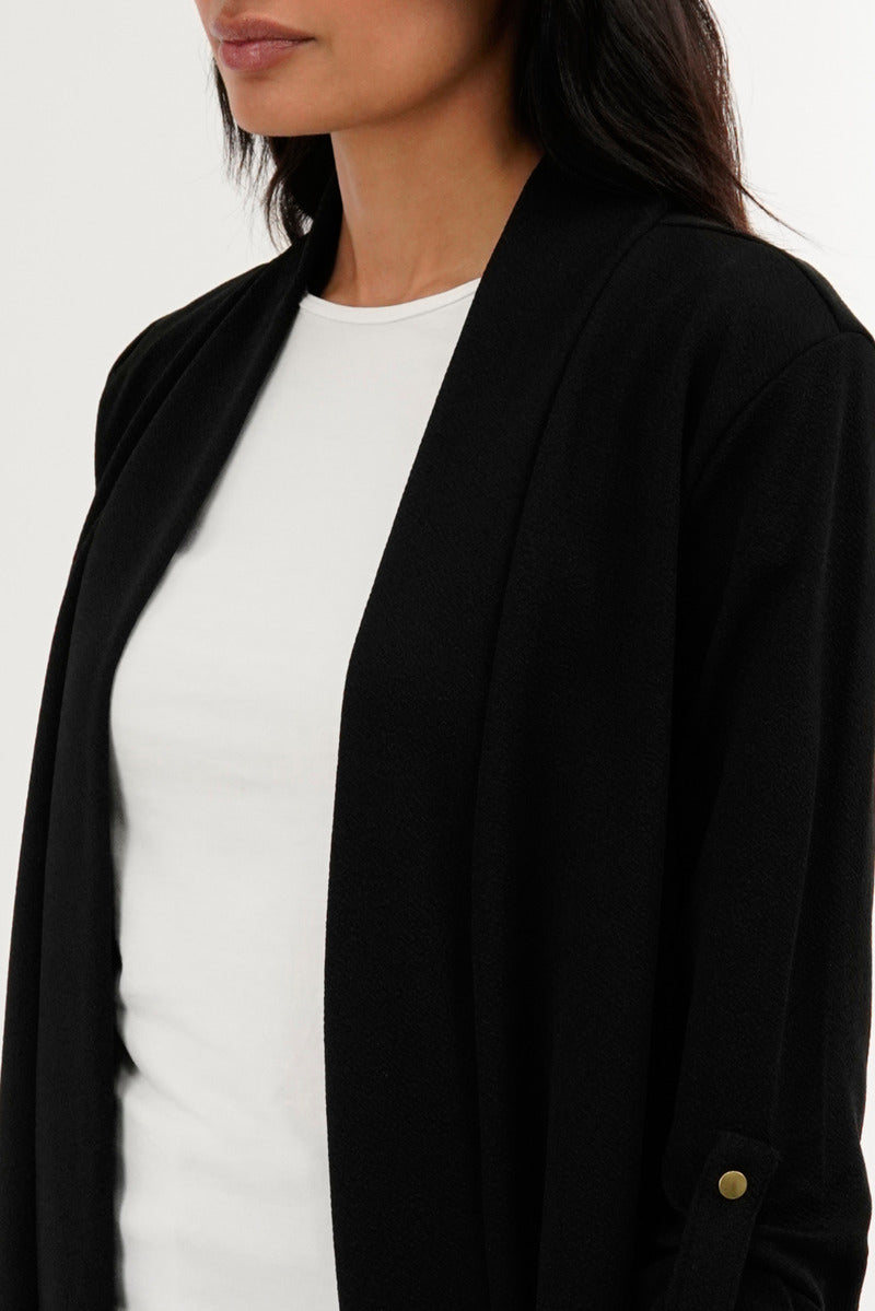 International INC Company Roll Up Sleeve Cardigan - Black - Womens Cardigans - Fairweather