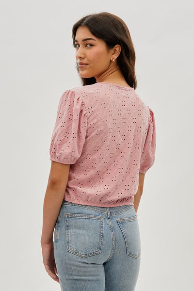 Beechers Brook Button Down Eyelet Blouse - Pink - Womens Shirts & Blouses - Fairweather
