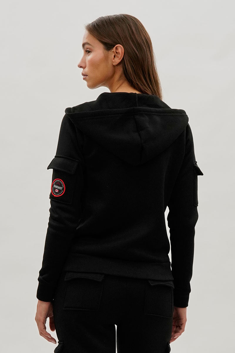 Sweat à capuche zippé Fahrenheit avec poche utilitaire - Noir