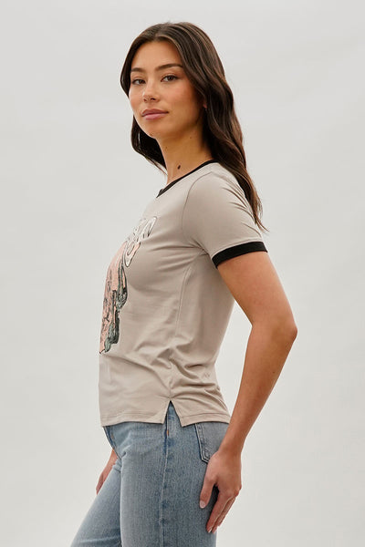 Stylexchange Vintage Texas Graphic Ringer Tee - Beige - Womens Tees & Tank Tops - Fairweather