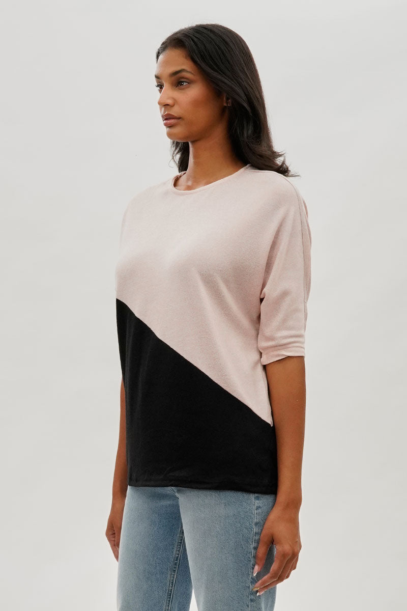 International INC Company Diagonal Colour Block Tee - Pink - Womens Tees & Tank Tops - Fairweather