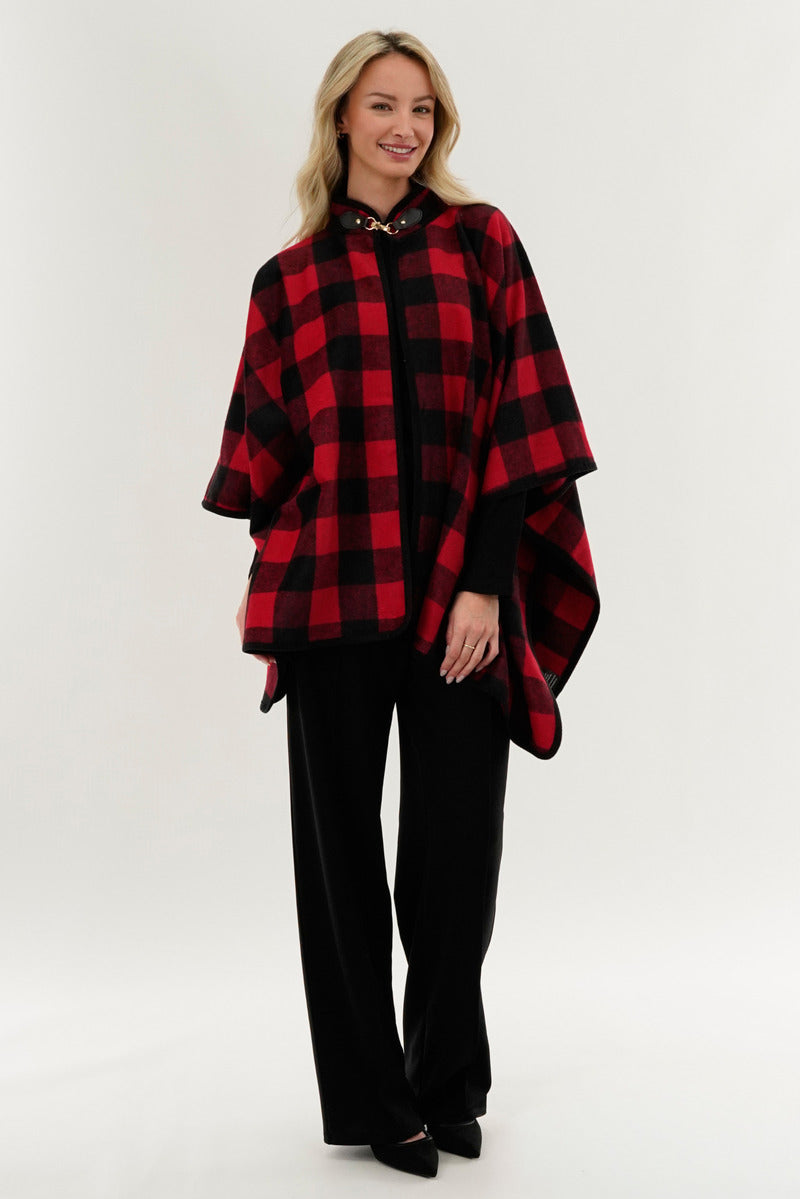Canada Weather Gear Plaid Poncho - Red - Womens Ponchos - Fairweather