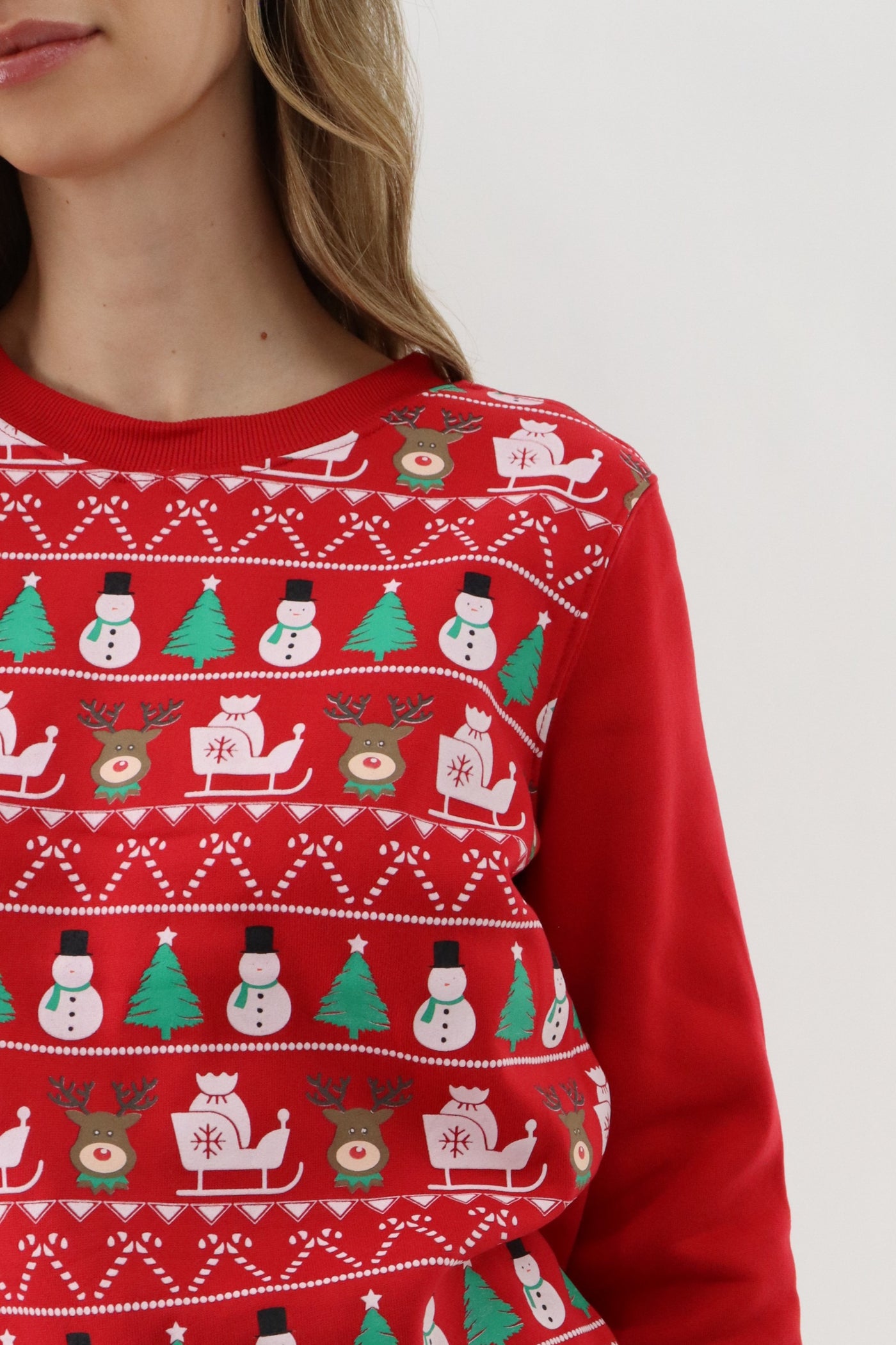 Festive Printed Christmas Sweater - Red - Womens Christmas Sweaters - Fairweather