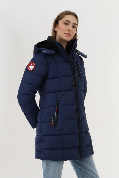 Canada Weather Gear Knit Collar Quilted Puffer Parka - Navy - Womens Parka Jackets - Fairweather