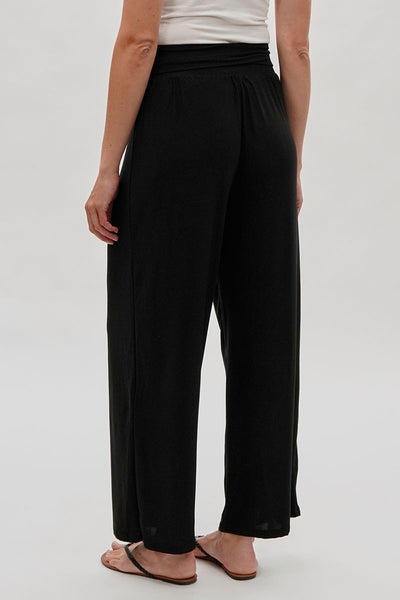 Costa Blanca Wide Leg Fold Over Pants - Black - Womens Pants - Fairweather