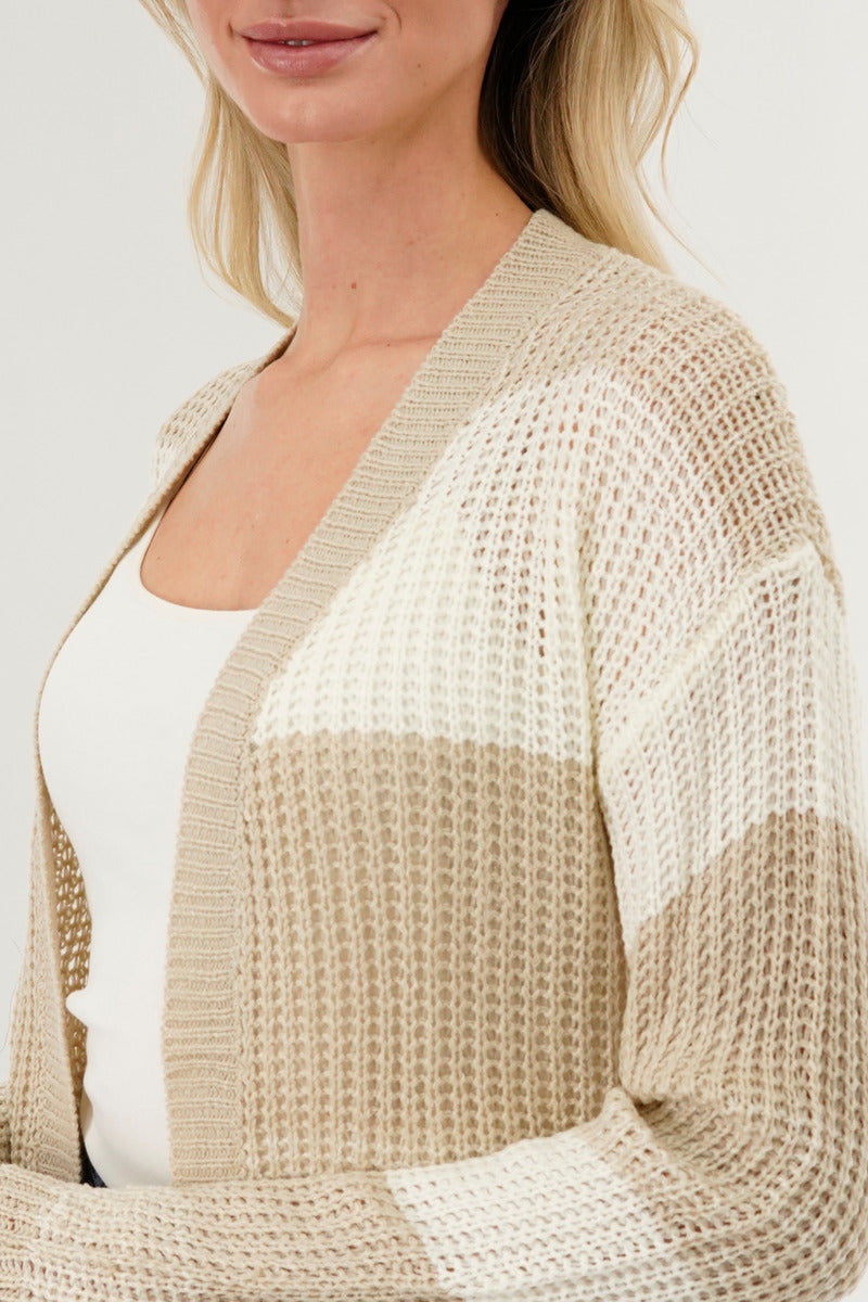 Stylexchange Striped Knit Cardigan - Beige - Womens Cardigans - Fairweather