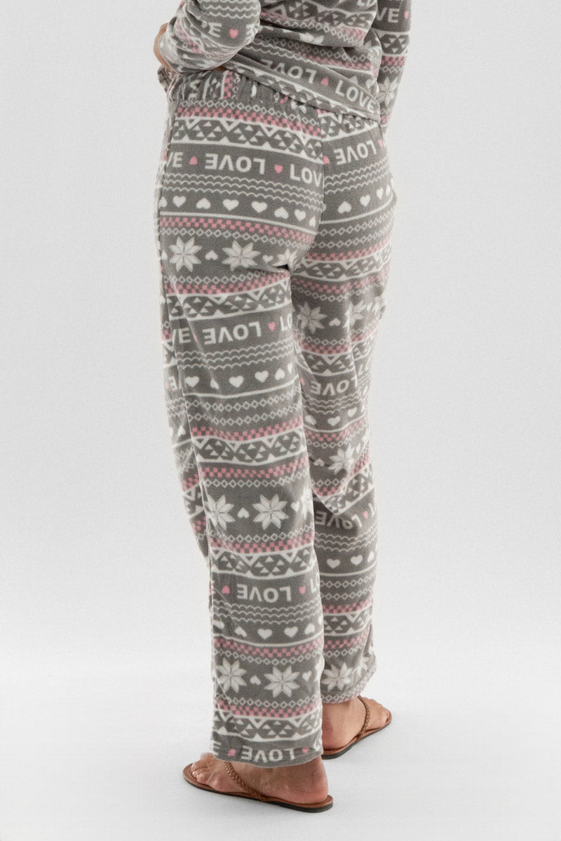 Canada Weather Gear Festive Print Wide Leg Pajama Pants - Grey - Womens Pajamas - Fairweather