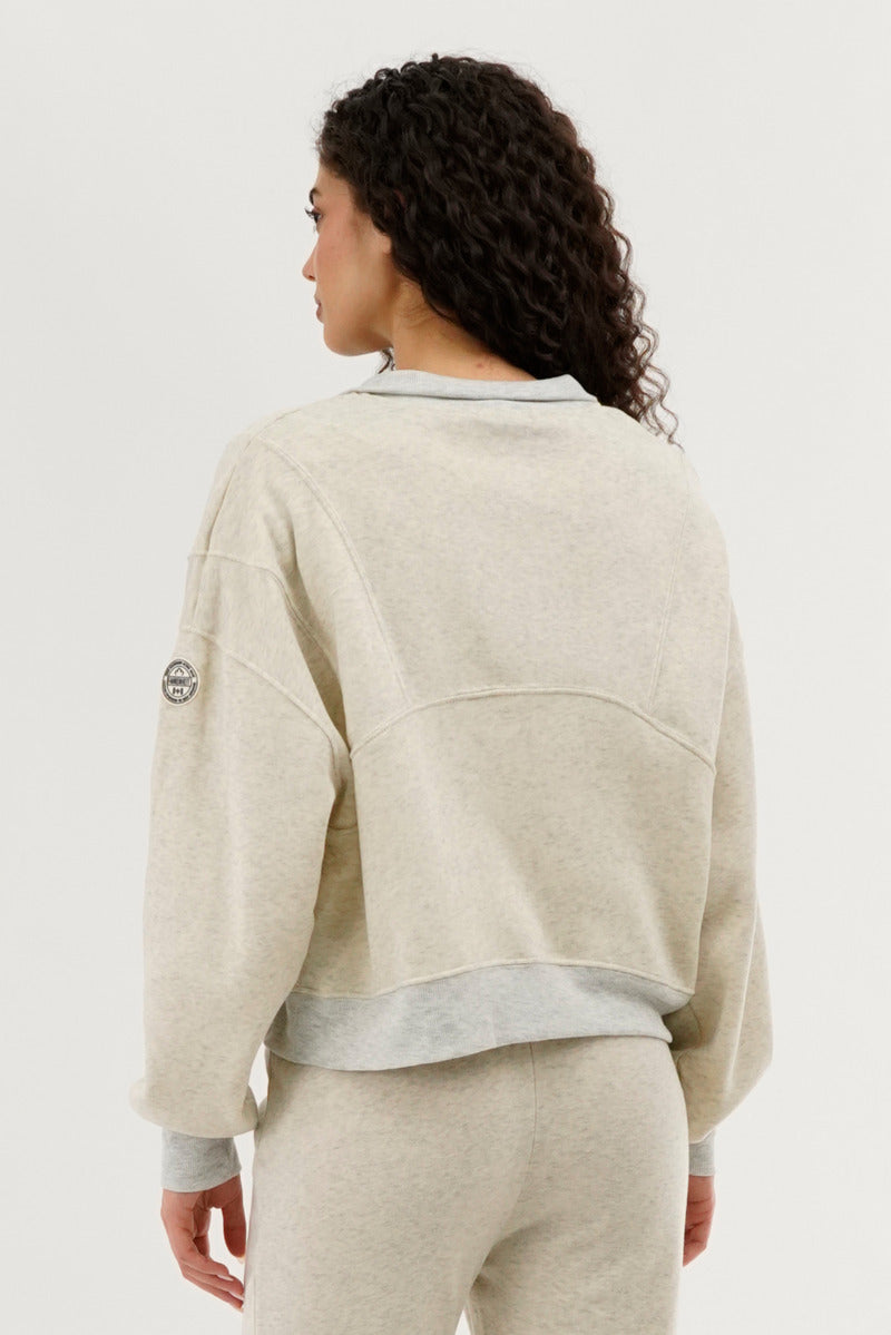 Fahrenheit Half Zip Cropped Sweatshirt - Cream - Womens Hoodies & Sweatshirts - Fairweather