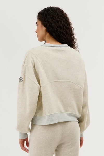Fahrenheit Half Zip Cropped Sweatshirt - Cream - Womens Hoodies & Sweatshirts - Fairweather