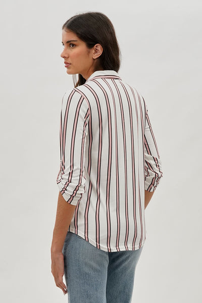 Majora Striped Collared Blouse - White - Womens Shirts & Blouses - Fairweather