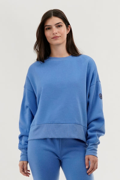 Fahrenheit Drop Shoulder Crewneck Sweatshirt - Blue - Womens Hoodies & Sweatshirts - Fairweather