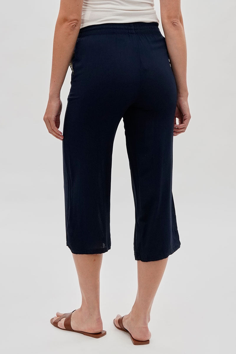 International INC Company Cropped Tie Waist Pants - Navy - Womens Pants - Fairweather