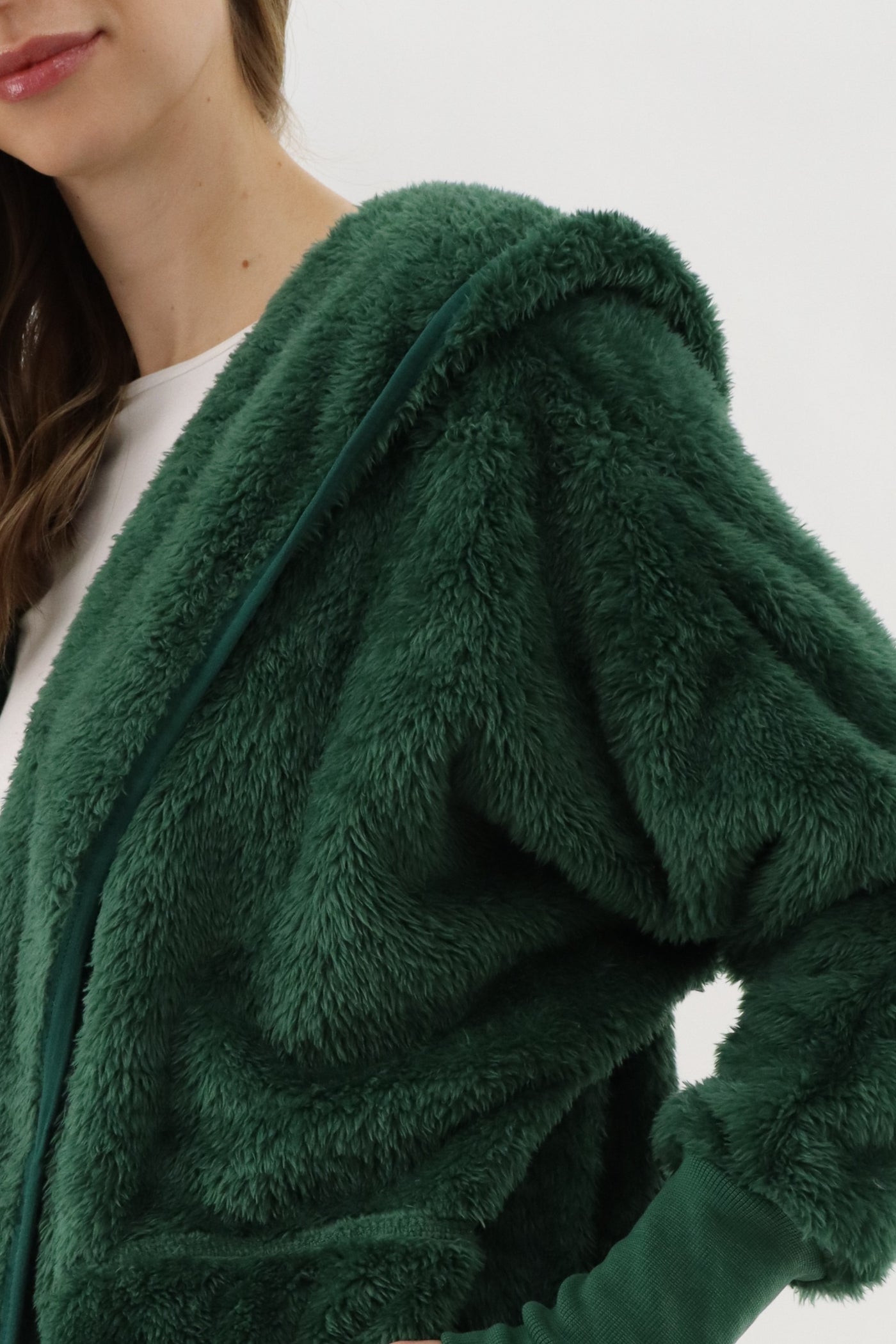 Canada Weather Gear Open Front Teddy Cardigan - Green - Womens Cardigans - Fairweather