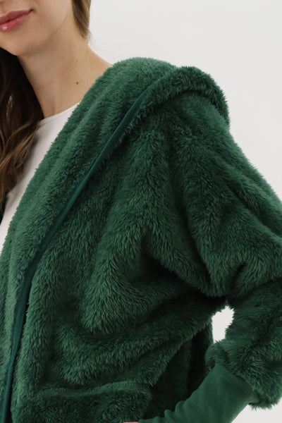 Canada Weather Gear Open Front Teddy Cardigan - Green - Womens Cardigans - Fairweather