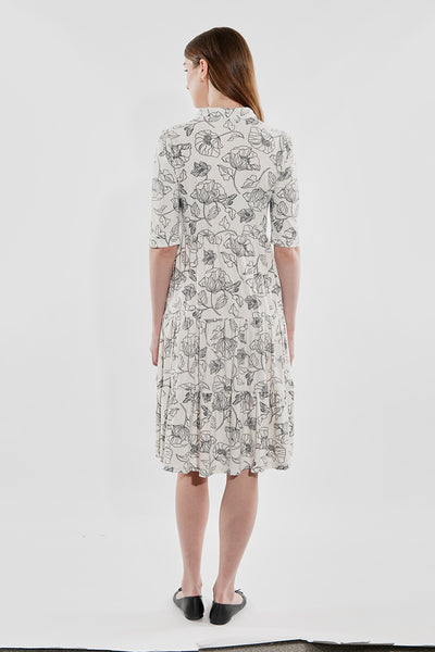 International INC Company Floral Tiered Henley Day Dress - Cream