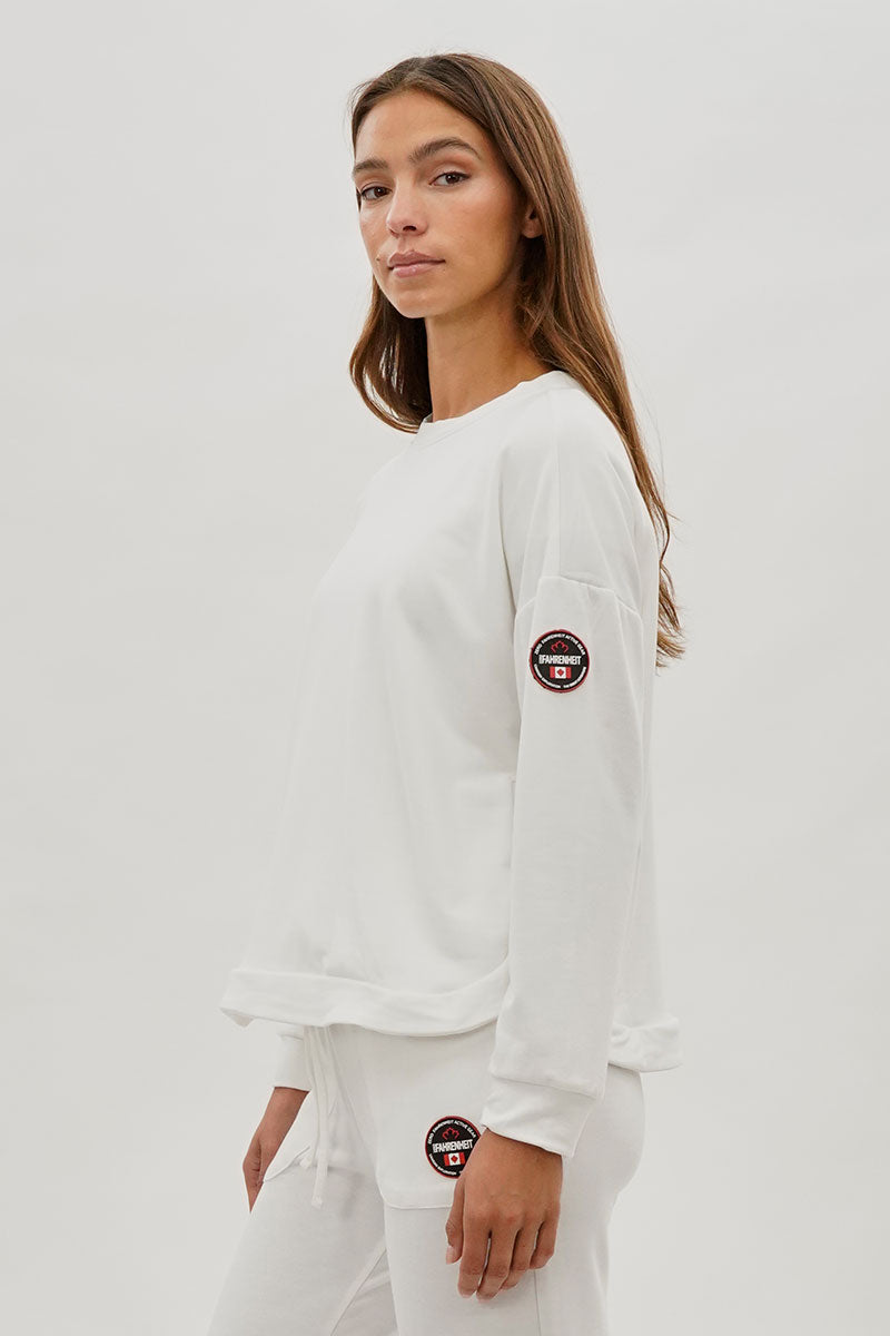 Pull Fahrenheit à épaules tombantes et boutons latéraux - Blanc