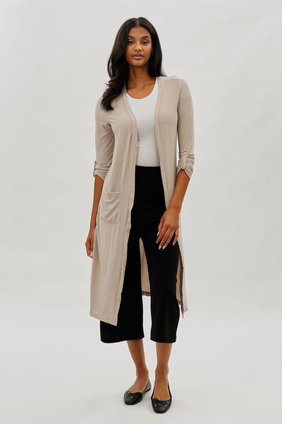 Limite Open Front Lightweight Duster Cardigan - Beige - Womens Cardigans - Fairweather