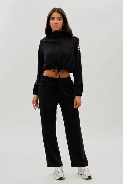 Fahrenheit Cropped Drawstring Lightweight Jacket - Black - Womens Long Sleeve Tops - Fairweather