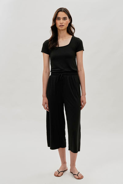 International INC Company Tie Waist Cropped Pants - Black - Womens Pants - Fairweather