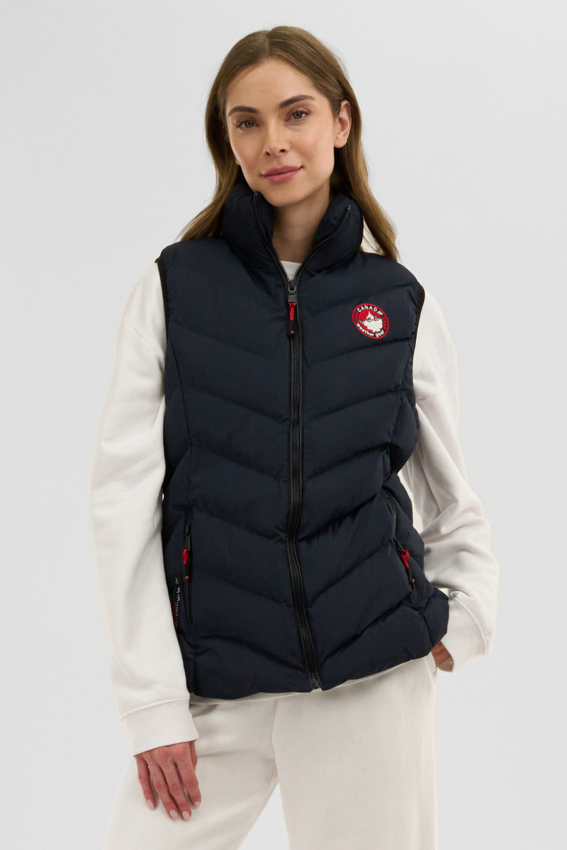 Canada Weather Gear Chevron Bubble Vest - Navy - Womens Vests - Fairweather