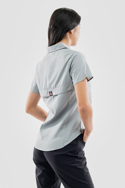 Canada Weather Gear Solid Short Sleeve Button Up Shirt - Grey - Womens Shirts & Blouses - Fairweather