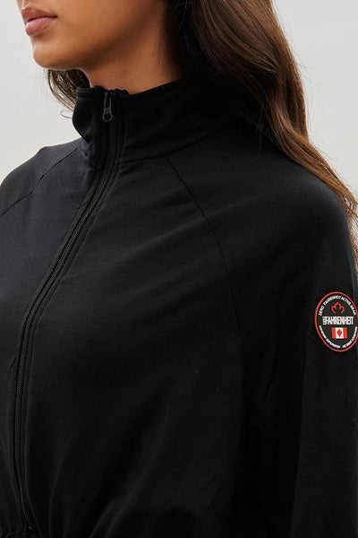 Fahrenheit Cropped Drawstring Lightweight Jacket - Black - Womens Long Sleeve Tops - Fairweather