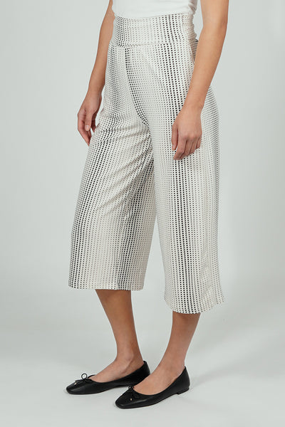 Beechers Brook Dotted Pattern Fold Over Cropped Pants - White - Womens Pants - Fairweather