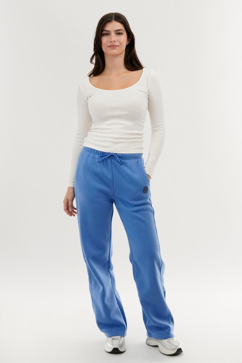 Fahrenheit Wide Leg Fleece Sweatpants - Blue