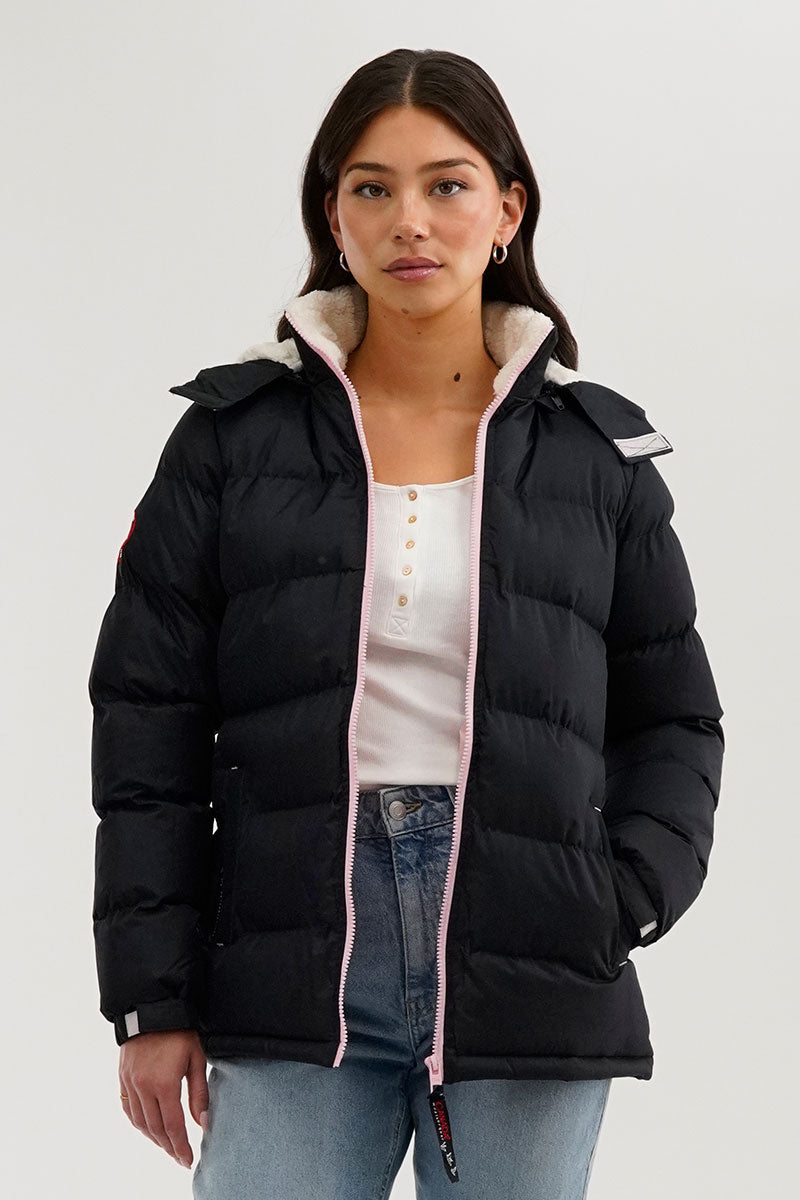 Canada Weather Gear Sherpa Lined Collar Bomber Jacket - Navy - Womens Bomber Jackets - Fairweather