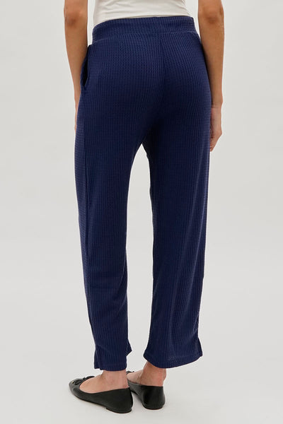 Fahrenheit Waffle Knit Tie Waist Pants - Navy - Womens Pants - Fairweather