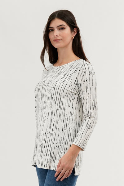 International INC Company Patterned 3/4 Sleeve Blouse - White - Womens Shirts & Blouses - Fairweather