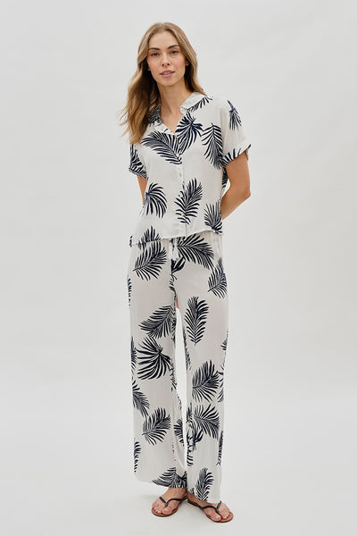 International INC Company Leaf Print Wide Leg Pants - White - Womens Pants - Fairweather