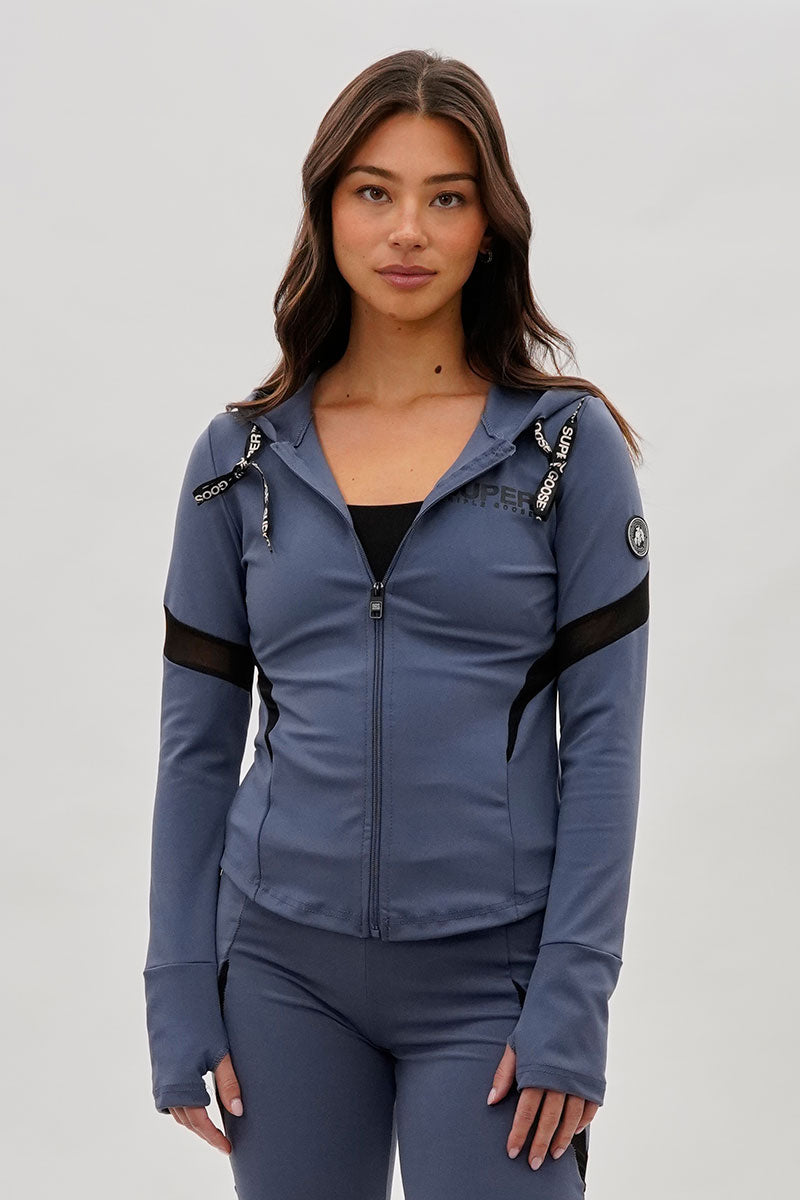 Super Triple Goose Zip Up Active Hoodie - Grey - Womens Hoodies & Sweatshirts - Fairweather