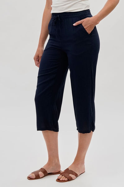 International INC Company Cropped Tie Waist Pants - Navy - Womens Pants - Fairweather