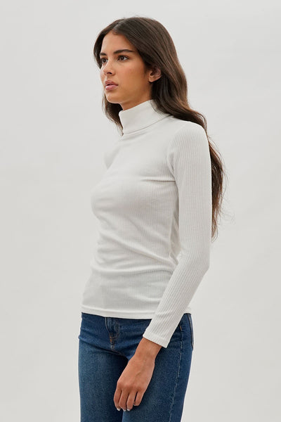 Magazine Ribbed Turtleneck Pullover Sweater - White - Womens Pullover Sweaters - Fairweather
