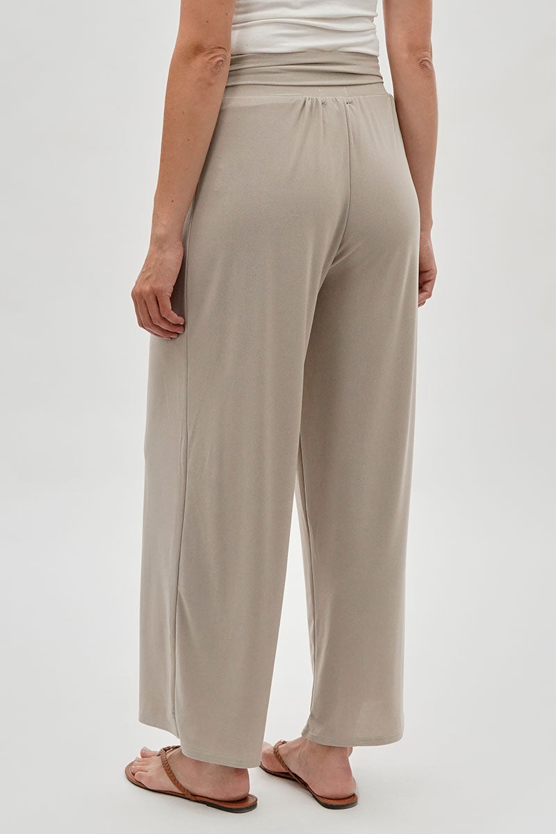 Costa Blanca Wide Leg Fold Over Pants - Cream - Womens Pants - Fairweather
