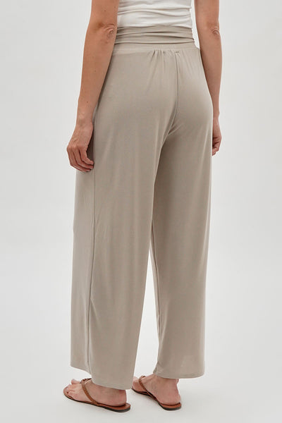 Costa Blanca Wide Leg Fold Over Pants - Cream - Womens Pants - Fairweather