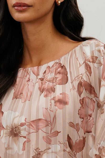 Costa Blanca Floral Chiffon Cape Blouse - Pink - Womens Shirts & Blouses - Fairweather