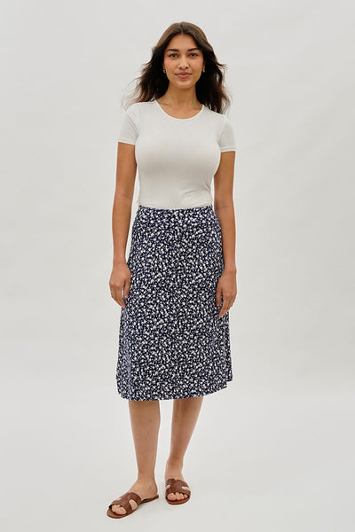 International INC Company Floral Fold Over Skirt - Navy - Womens Skirts - Fairweather